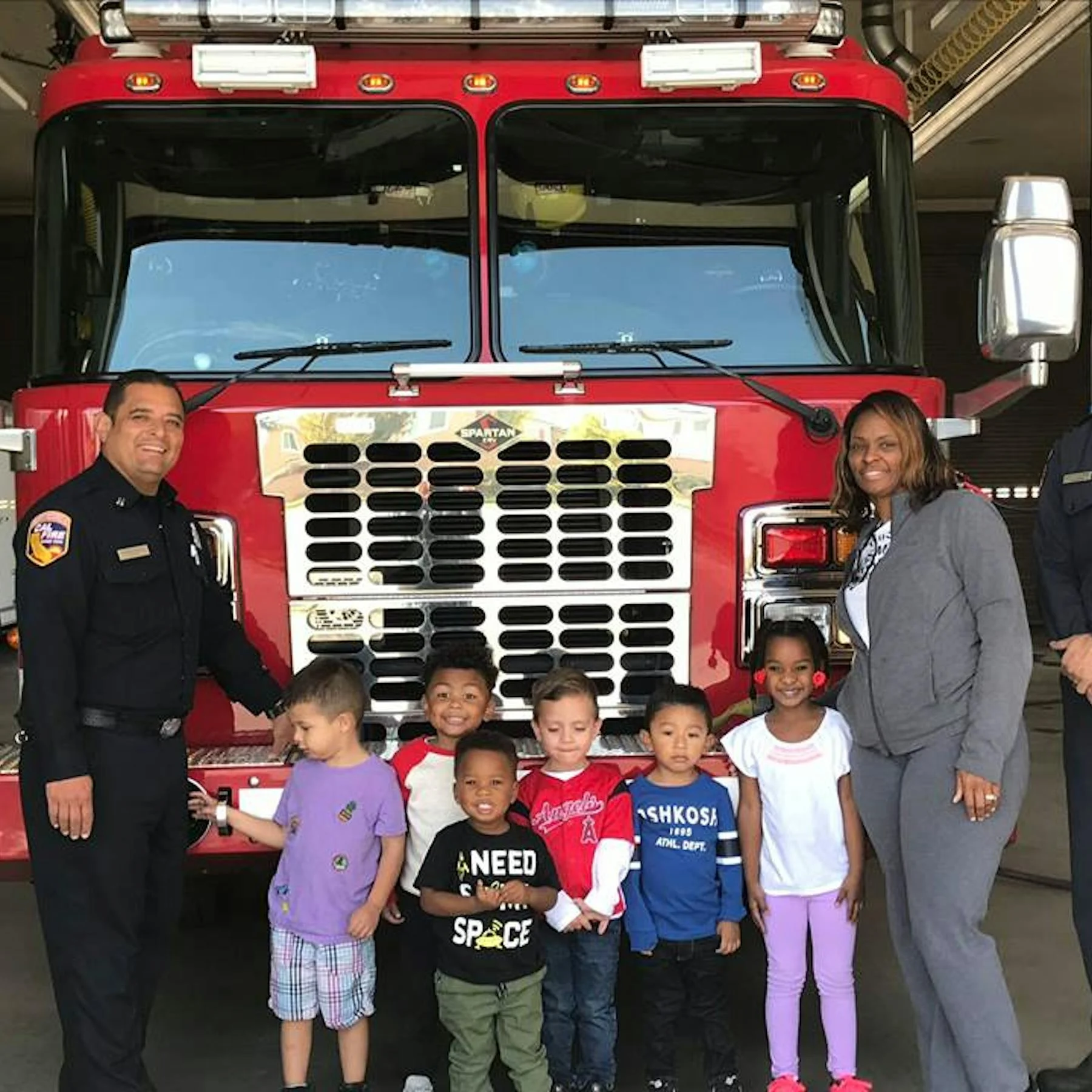 Porter Family Day Care children during a community fire station visit